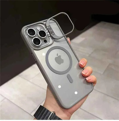 Luxury Magnetic Shockproof Phone Case For iPhone 11 12 13 14 15 16 Pro Max Plus Magsafe Glass Lens Stand Protection Back Cover
