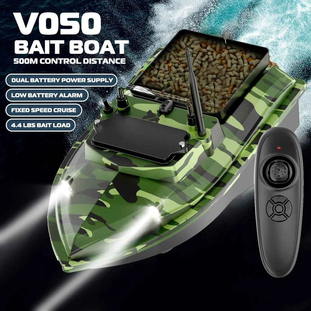V050 Green Fishing Bait Boat 500m Remote Control Dual Motor Fish Finder