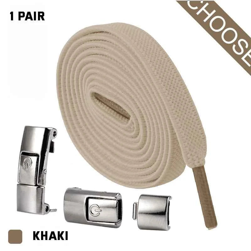Press Lock Elastic Shoelaces 8mm Flat No Tie For Shoes Kids Adults