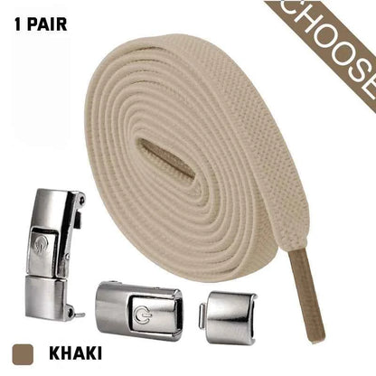 Press Lock Elastic Shoelaces 8mm Flat No Tie For Shoes Kids Adults