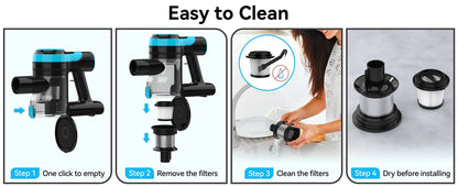 V600 Cordless Vacuum Cleaner, 28Kpa Brushless Stick Vacuum, Rechargeable Battery, 3 Modes