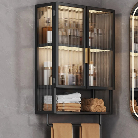 PP+PS Bathroom Storage Rack Wall Mounted Cream Style Towel Holder  Dustproof Toilet Organizer  Cosmetic Counter Shelf