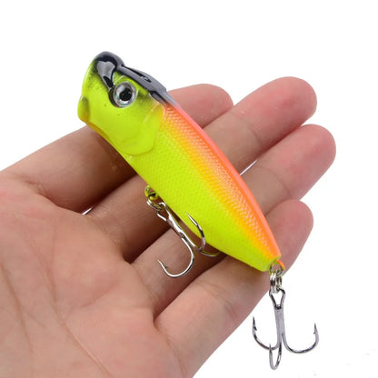 Topwater Popper Lures 6.5cm 12g Hard Bait Wobblers With 6 Hooks