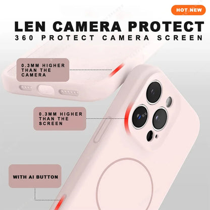 Luxury Liquid Silicone Magnetic Phone Case For iPhone 15 14 16 Plus 16E 11 12 13 16 Pro Max SE4 Magsafe Charge Protector Cover