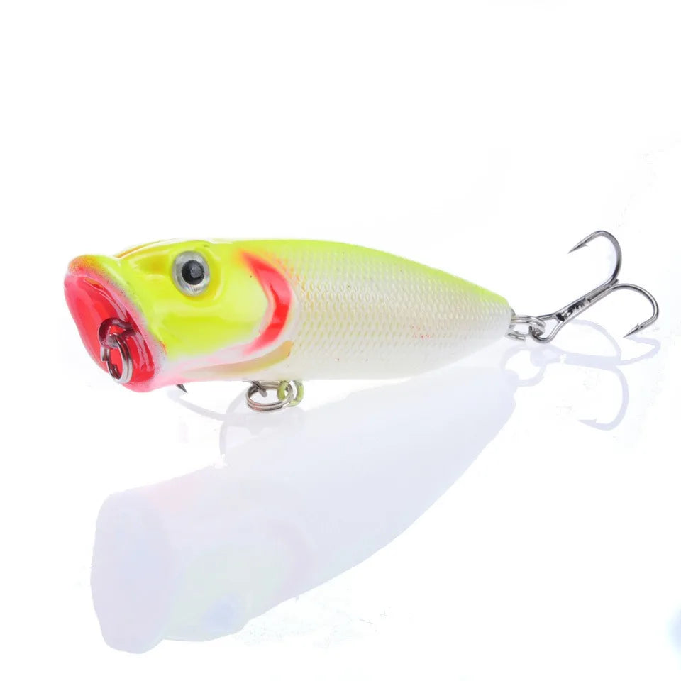 Topwater Popper Lures 6.5cm 12g Hard Bait Wobblers With 6 Hooks