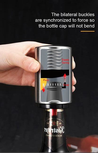 Stainless Steel Automatic  Beer Bottle Opener No Bend Push Down Cap - Easy Open for Beer and Soda Glass Bottles Kitchen Opener