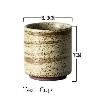 Retro Handmade Stoneware Rice Soup Bowl Tea Cup Round Steak Salad Dinner Plate Dishes Home Dining Dish Japanese Tableware Set