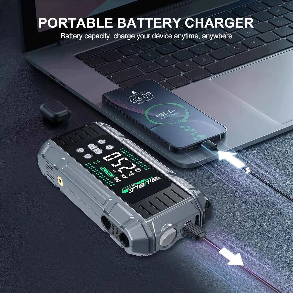 Car Jump Starter 26800mAh Power Bank Portable Air Compressor 12V Starting Device for Car Battery Emergency Starter
