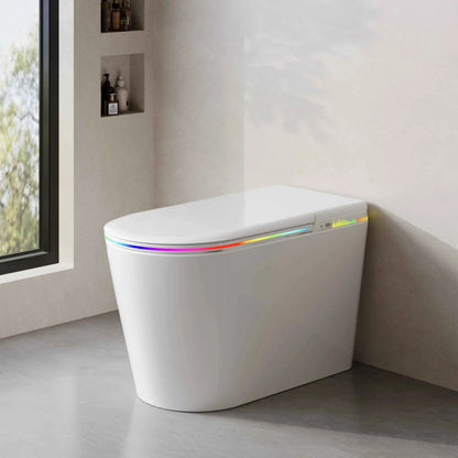 Smart Bidet Toilet Seat Heated Seat Self-Cleaning Nozzle Foam Shield Automatic Lid LED Display Remote Control for Kids Adults