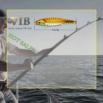 7Pcs 8G 5Cm VIB Metal Fishing Lure Colorful Printing Sinking Minnow