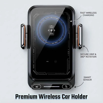 15W Wireless And Wired Car Charger Holder Qi Certified With Auto Sensing Release