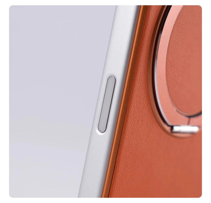Borderless Leather Ring Holder Bracket Phone Case For iPhone 17 Air 16 15 14 13 12 11 Pro Max Plus Magnetic Magsafe Hard Cover