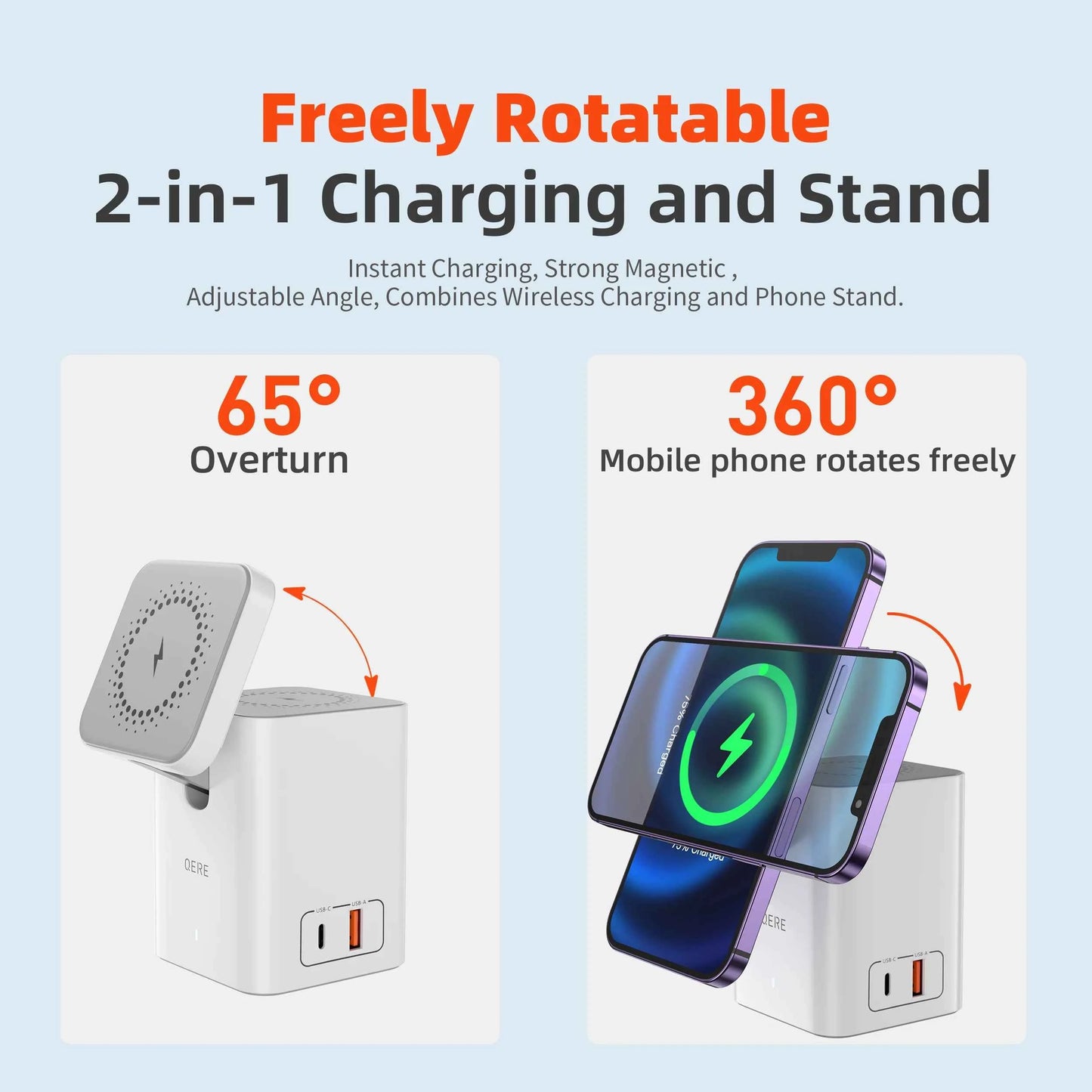 QERE Magnetic Wireless Charger Fast Charging Portable Foldable Mini Charger