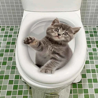 Funny 3D Cat Toilet Stickers Self-adhesive DIY Wall Sticker Squirrel Water Resistant Toilet Seat Decals
