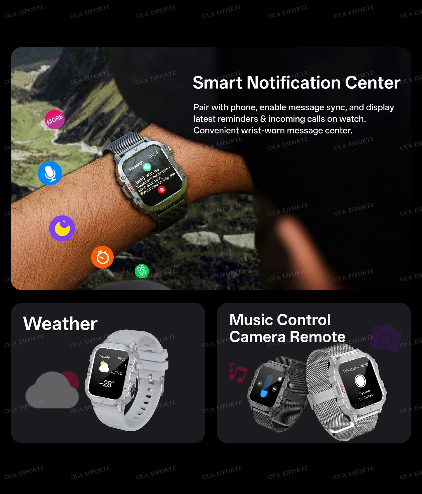 2025 New Military Smart Watch Men IP67 3ATM Outdoor Sports Fitness Tracker Health Monitoring 1.44 Inch Bluetooth Call Smartwatch