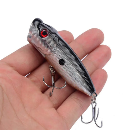 Topwater Popper Lures 6.5cm 12g Hard Bait Wobblers With 6 Hooks