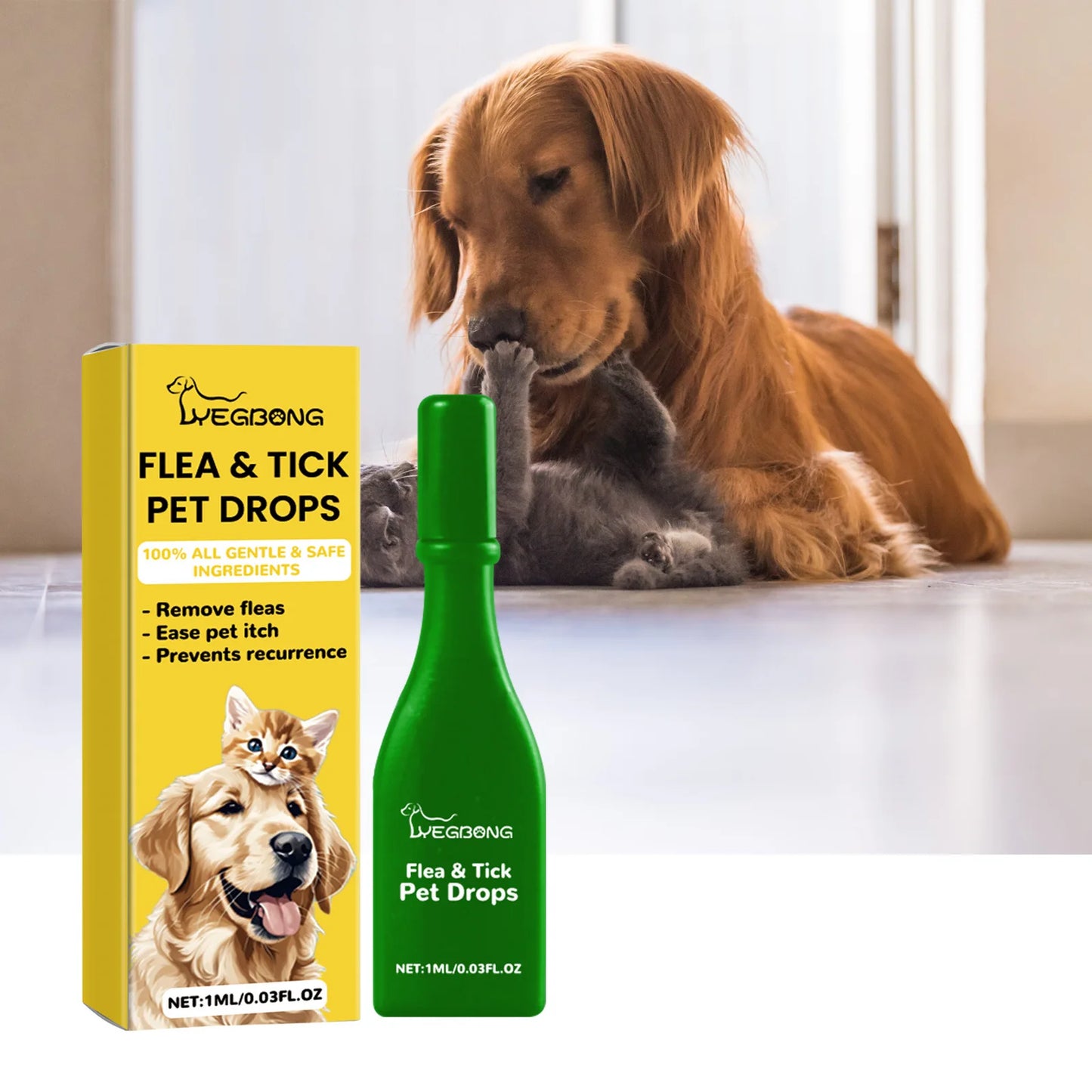 Yegbong Pet External Insect Repellent Drops - Flea Tick Lice Mite Killer for Dogs Cats - Skin Antipruritic Care