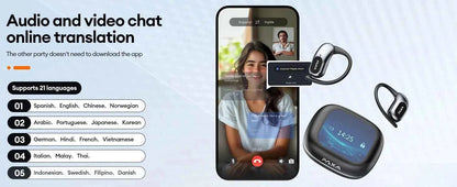 AI Translation PAXA Open Air Ultra 144 languages AI Real-time Translation Wireless Bluetooth Earphones Hi-Fi HD Calling Headset
