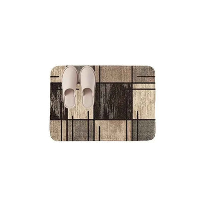 Modern Brown Geometric Kitchen Mat Decor Non-Slip Hallway Balcony Laundry Room Rugs Bathroom Foot Pad Bedroom Door Mat Decor