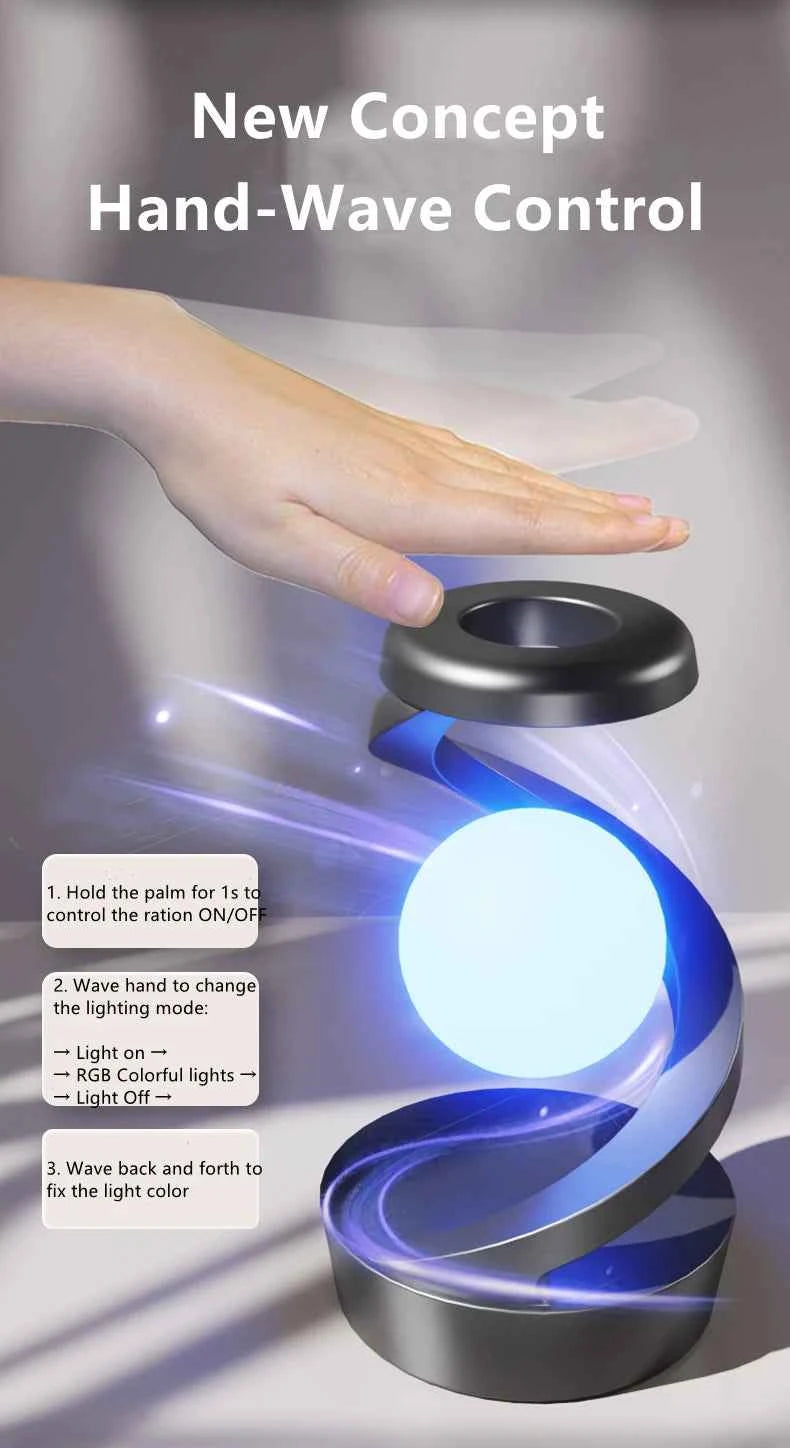 Rotating Floating Table Lamp With 15W Wireless Charger And RGB Light