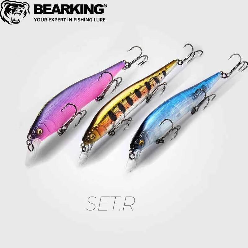 BearKing 3Pcs 115mm 15g Minnow Crankbait Lures Assorted Colors Tungsten