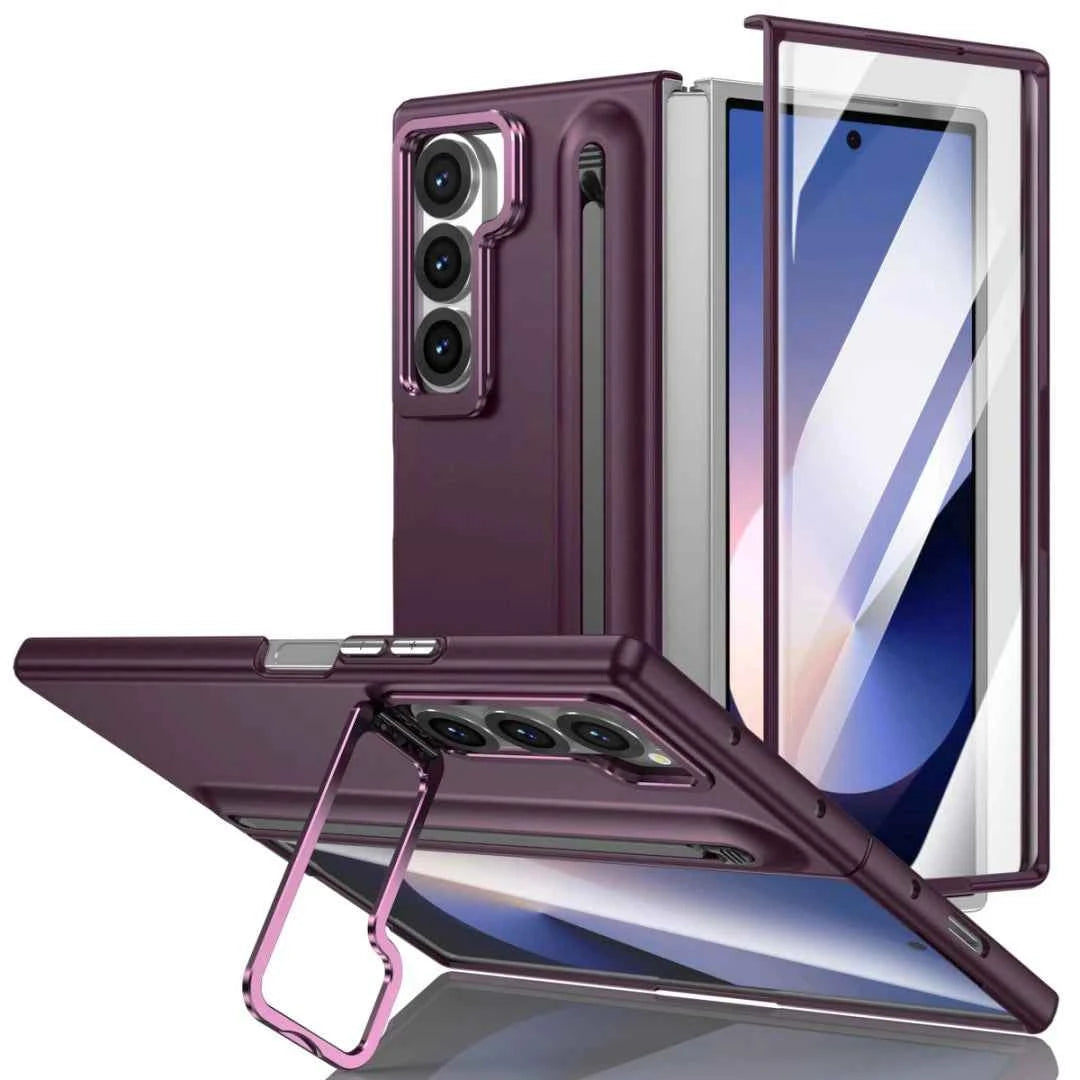 Phone case with S Pen for Galaxy Fold6 Fold5 Built in Screen Protector Phone Cover with Foldable Kickstand Fold4 Fold3  Cover