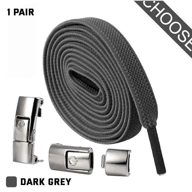 Press Lock Elastic Shoelaces 8mm Flat No Tie For Shoes Kids Adults
