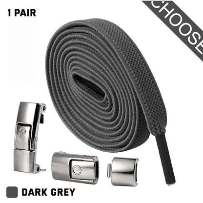 Press Lock Elastic Shoelaces 8mm Flat No Tie For Shoes Kids Adults
