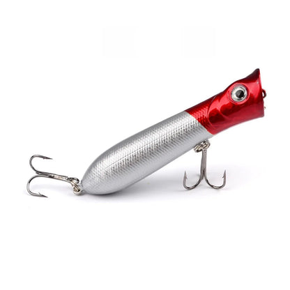 Popper Hard Bait Wobbler Lure 80mm 12g 6 Hook Floating Trailer Ocean Fishing
