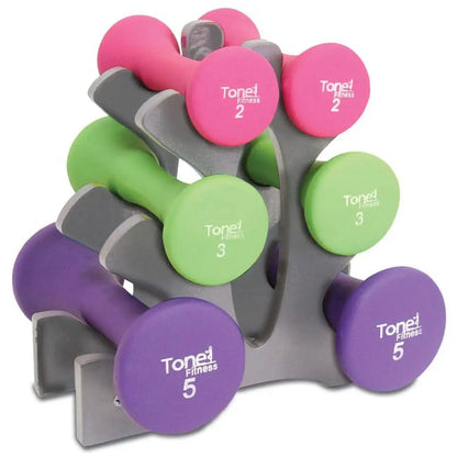 20 lb Hourglass Neoprene Dumbbell Set with A-Frame, Non-Slip Grips for Home Gym and Strength Training