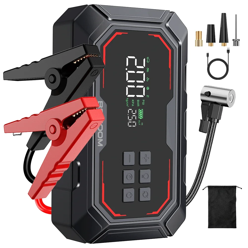4 In 1 8000A Car Jump Starter 150PSI Air Pump Car Battery Booster Engine Starting Device Tire Air Compressor Power Bank