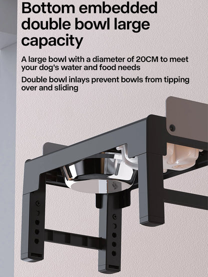 Collapsible Elevated Dog Bowls Adjustable Raised Stand with Double Stainless Steel Food Water Bowls for Small Medium Large Dogs