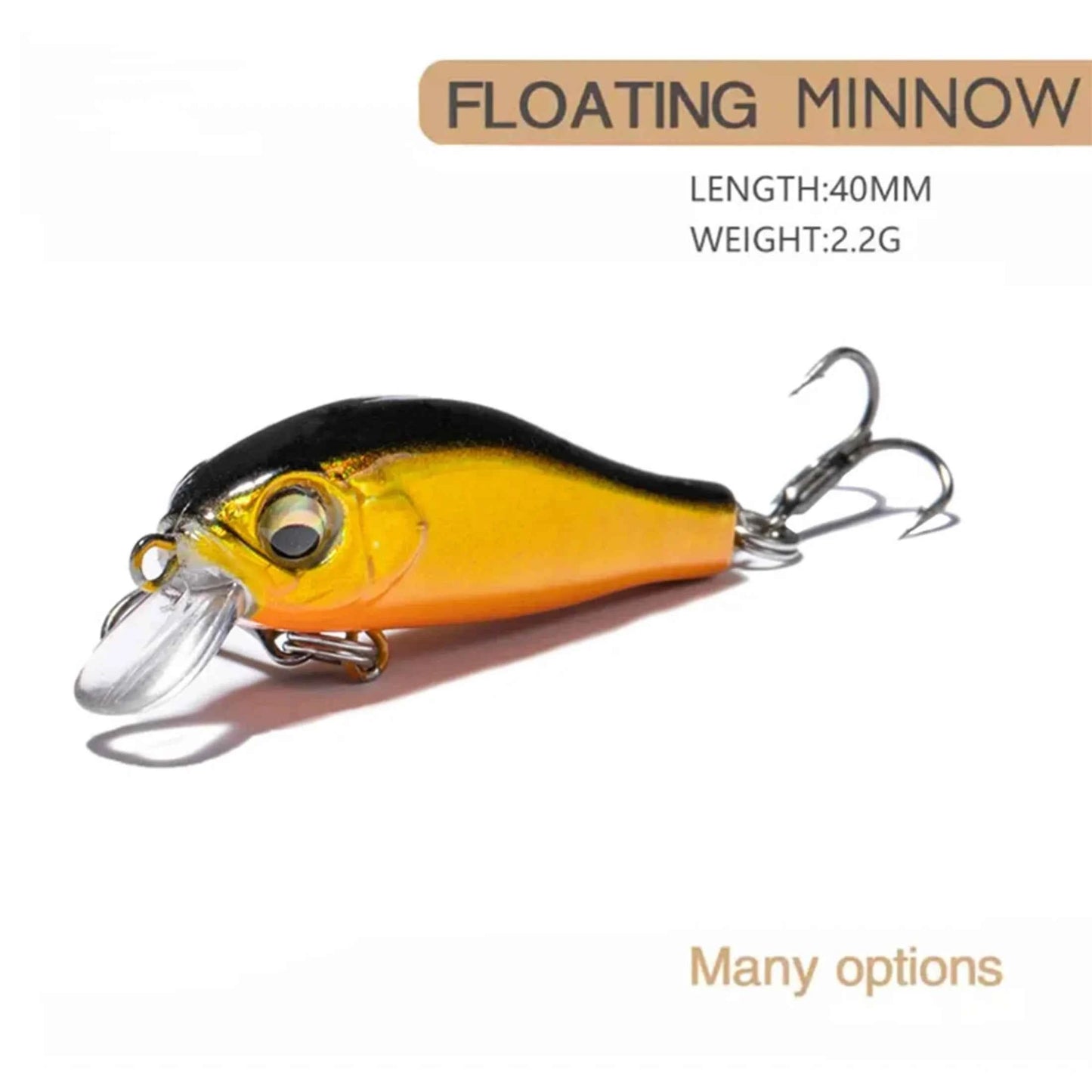 Luya Bait Boxed Minnow Lure One Piece Diving Floating Freshwater 2.2g Black