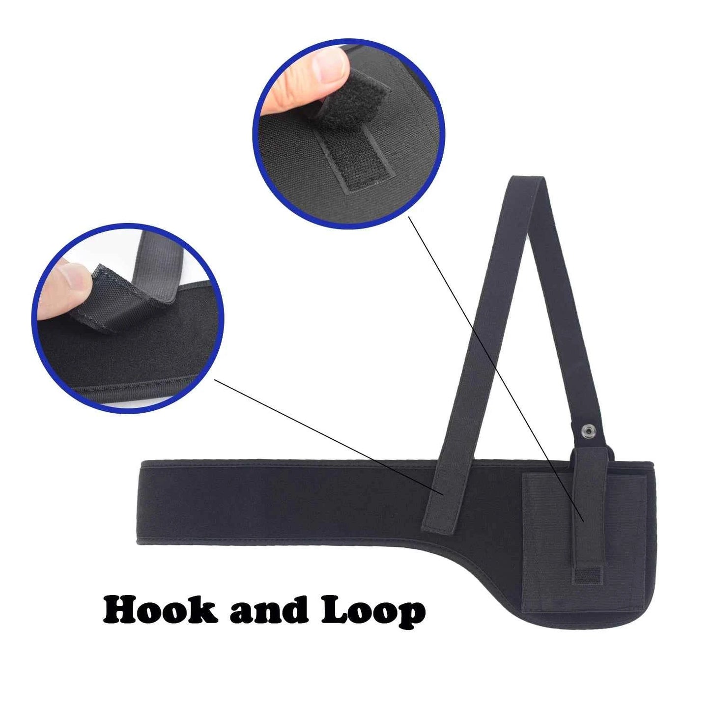 Shoulder concealed underarm holster on a neoprene, multifunctional outdoor tactical belt with hook-and-loop straps.