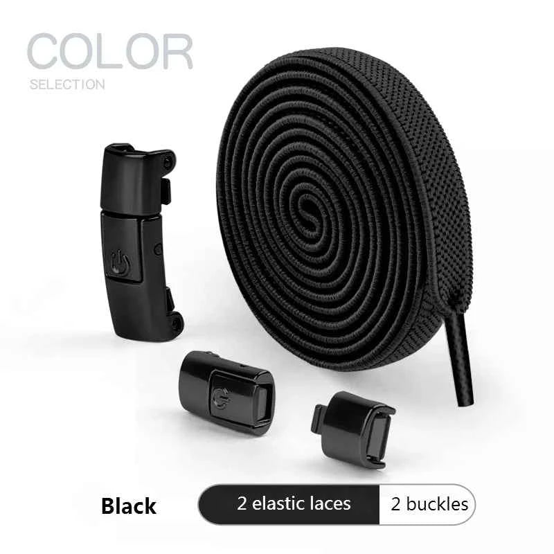 Press Lock Elastic Shoelaces 8mm Flat No Tie For Shoes Kids Adults