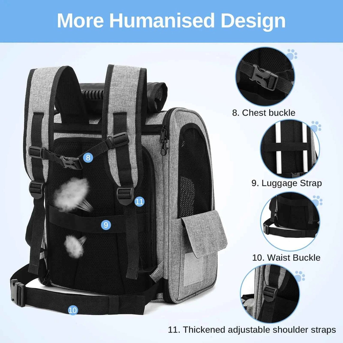 Dogat Pet Backpack Carrier Breathable Mesh Window Foldable For Cats And Dogs