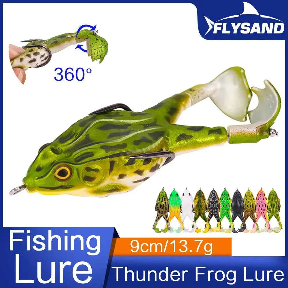 FLYSAND Frog Lure Soft Tube Bait With Hooks Topwater 3D Eyes Carp Fishing