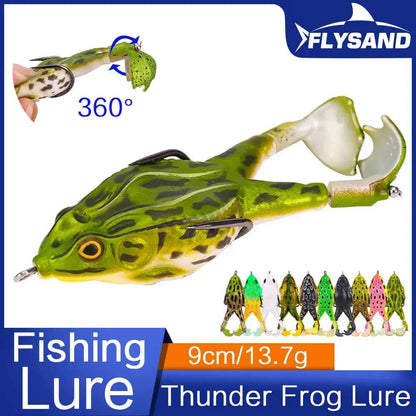 FLYSAND Frog Lure Soft Tube Bait With Hooks Topwater 3D Eyes Carp Fishing