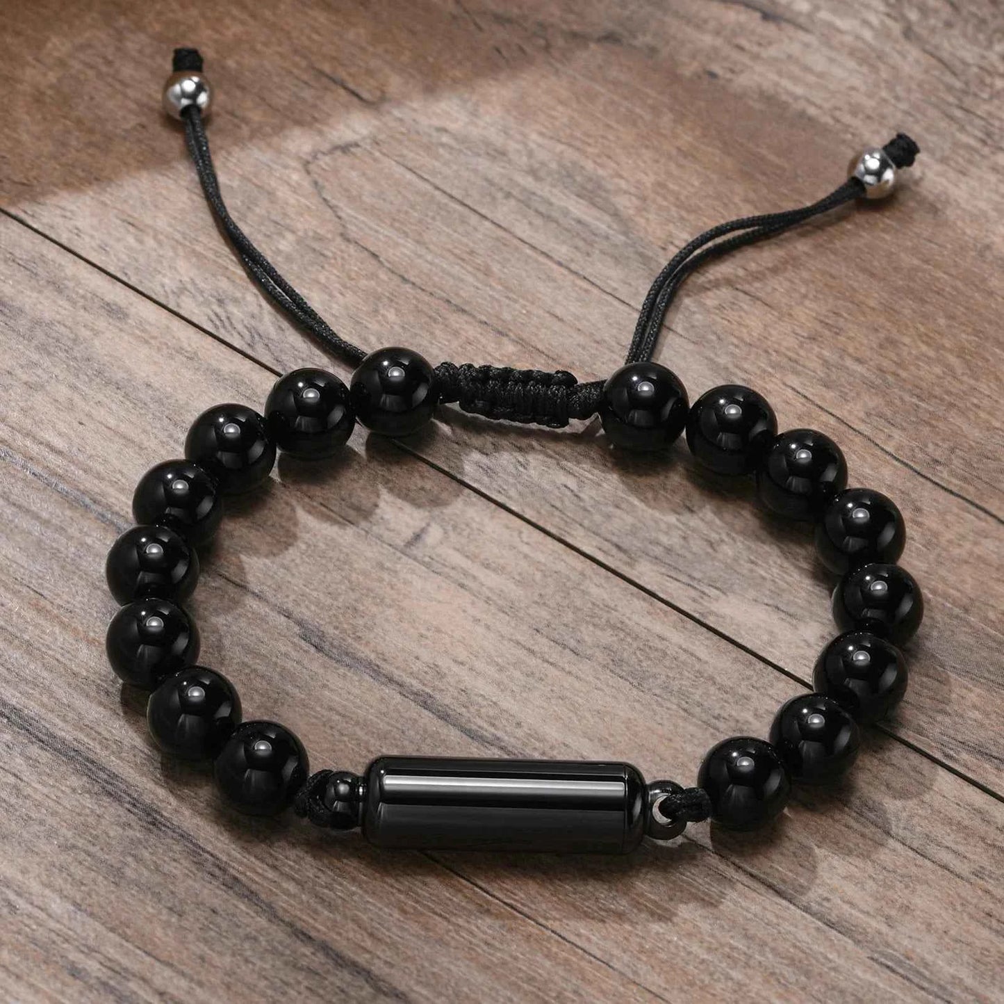 Men's Lava Stone Beads Urn Bracelets For Ashes Cremation Keepsake Jewelry Casual