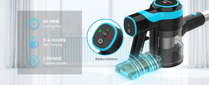 V600 Cordless Vacuum Cleaner, 28Kpa Brushless Stick Vacuum, Rechargeable Battery, 3 Modes