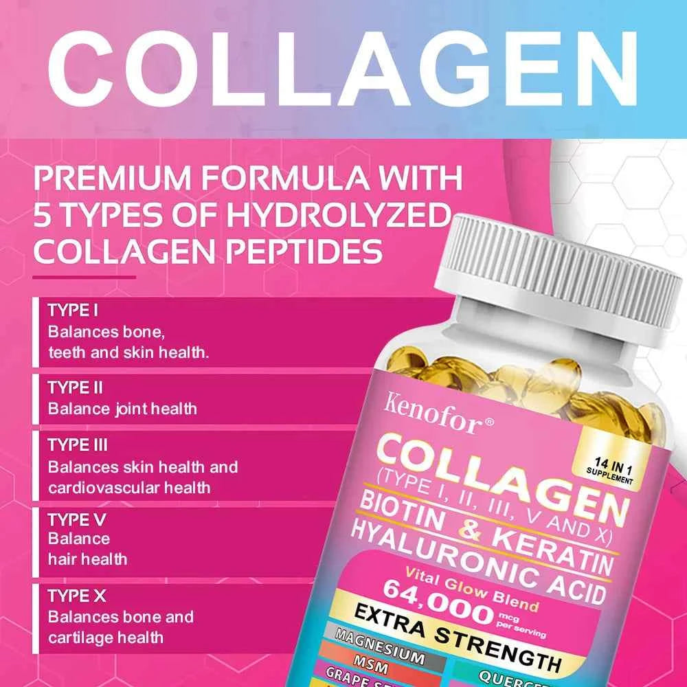 14 In 1 Collagen Capsules Biotin Keratin For Skin Hair Nails Anti Aging