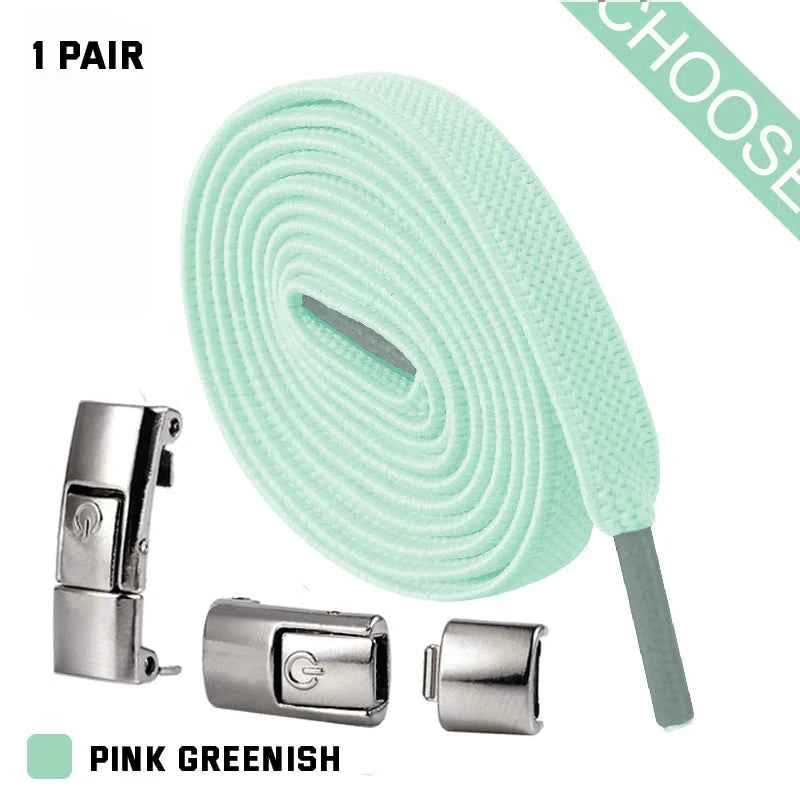 Press Lock Elastic Shoelaces 8mm Flat No Tie For Shoes Kids Adults