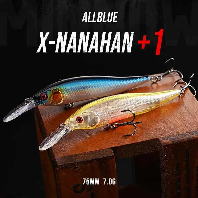 Allblue X Nanahan Deep Diving Minnow Lure 75mm 7g 0 To 2m Magnetic Slow Floating