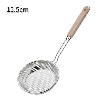 Stainless Steel Skimmer Handheld Wooden Handle Fried Food in The Kitchen Filter Strainer Multifunctional Kitchen Accessories