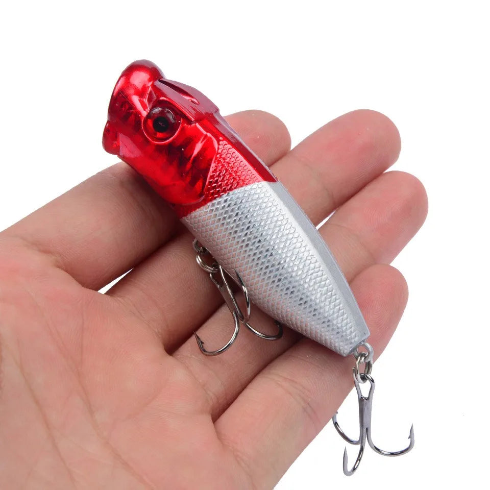 Topwater Popper Lures 6.5cm 12g Hard Bait Wobblers With 6 Hooks