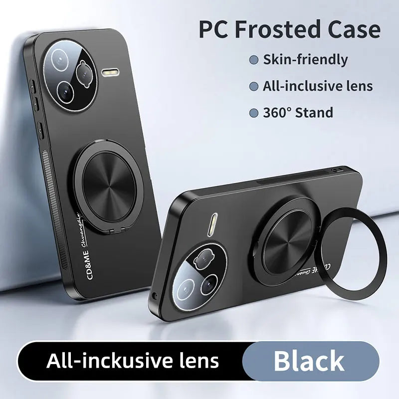 Luxury Shockproof AG Matte Case For XIAOMI POCO F7 Ultra F7 Pro Magnetic PC Frosted 360 Degree Bracket Stand Protective Cover