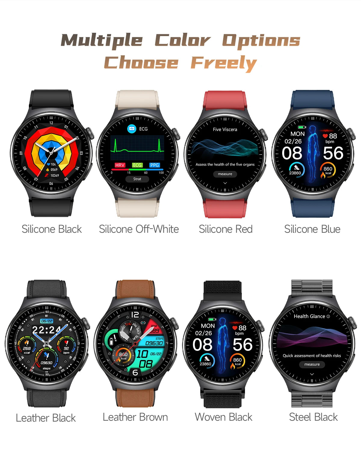 2026 New upgrade Health Check Smart Watch ECG Blood Lipid Uric Acid Body Fat BP Sport Waterproof HD Call Smart Watch Man Women