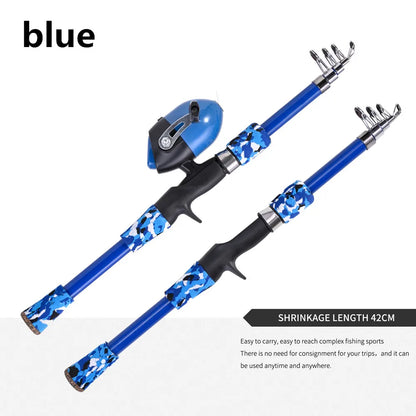 Portable Telescopic Camouflage Children Fishing Rod With Rotating Adjustment