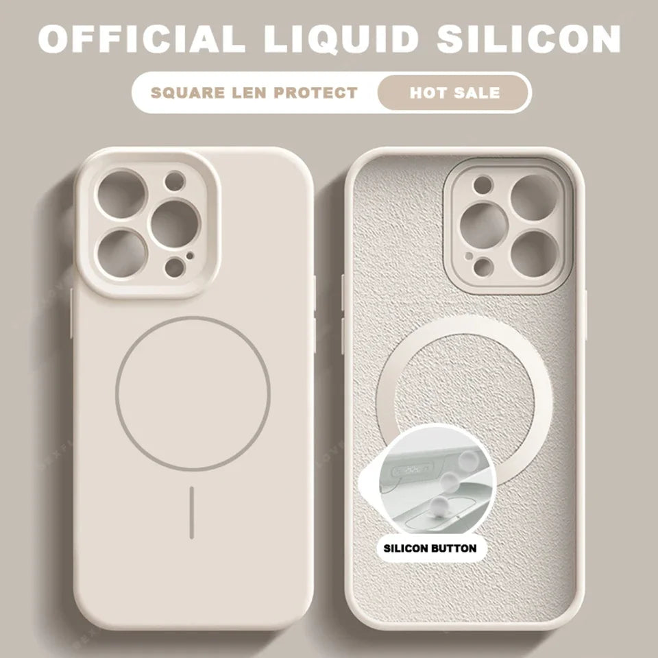 Luxury Liquid Silicone Magnetic Phone Case For iPhone 15 14 16 Plus 16E 11 12 13 16 Pro Max SE4 Magsafe Charge Protector Cover