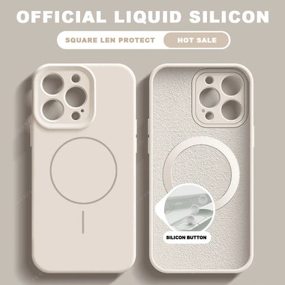 Luxury Liquid Silicone Magnetic Phone Case For iPhone 15 14 16 Plus 16E 11 12 13 16 Pro Max SE4 Magsafe Charge Protector Cover